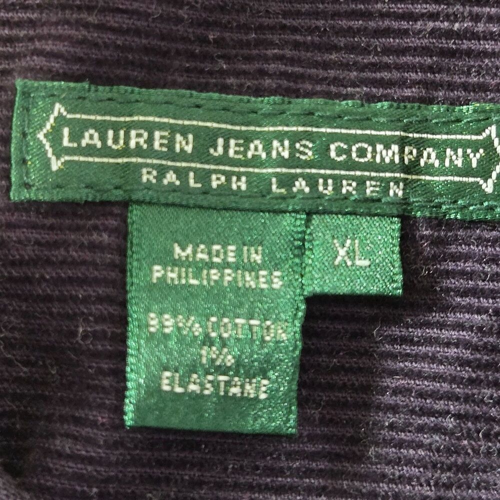 Vintage Lauren Jeans Company Corduroy Trucker Jacket Women Purple XL Y2K Retro - Picture 3 of 13